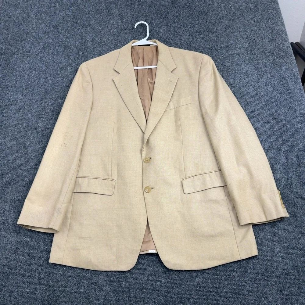 Lauren Ralph Lauren Blazer Men 42R Tan Silk Wool Two Button Classic Business